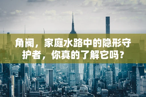 角阀，家庭水路中的隐形守护者，你真的了解它吗？